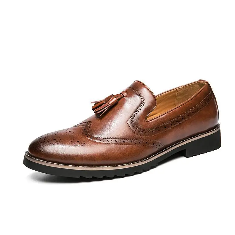 Chaussures provoqué en cuir véritable pour hommes, talons hauts, à enfiler, robe d'affaires, mariage, fête Oxford, printemps et été