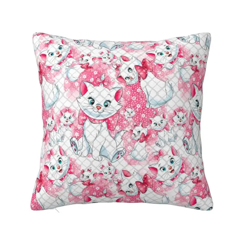 Custom Marie Cat Anime Pattern Pillow Case 40x40cm Cushion Cover Decoration Salon Square Pillowcase