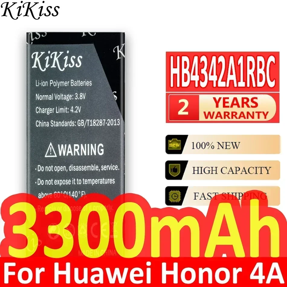 KiKiss Battery 3300mAh 100% for Huawei honor 4A 5A LYO-L21 y5II Y5 II Ascend 5+ Y6 SCL-TL00 CUN-U29 HB4342A1RBC