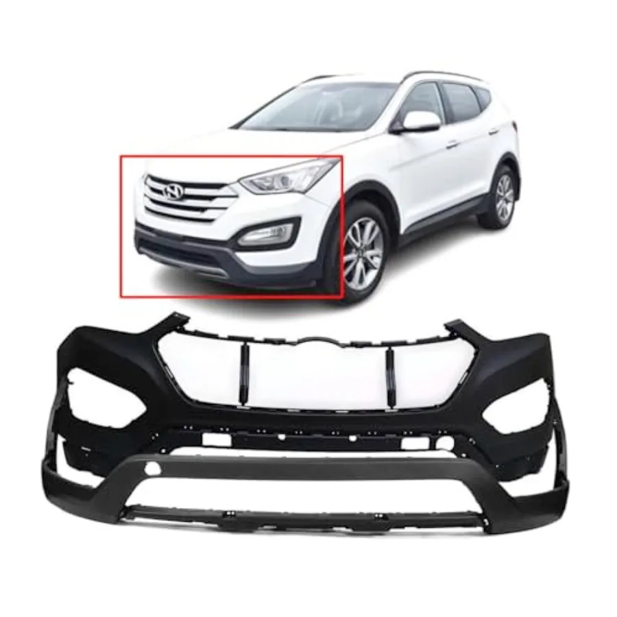 Front Bumper Covers Kit for 2013-2016  Santa Fe Limited SE GLS Sport Black Plastic No Park Assist Holes HY1000199 HY1015103 865