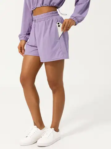 Wimen Fitness Loose Shorts Double Layer Side Pockets Sport Bottom Running Yoga Workout Shorts