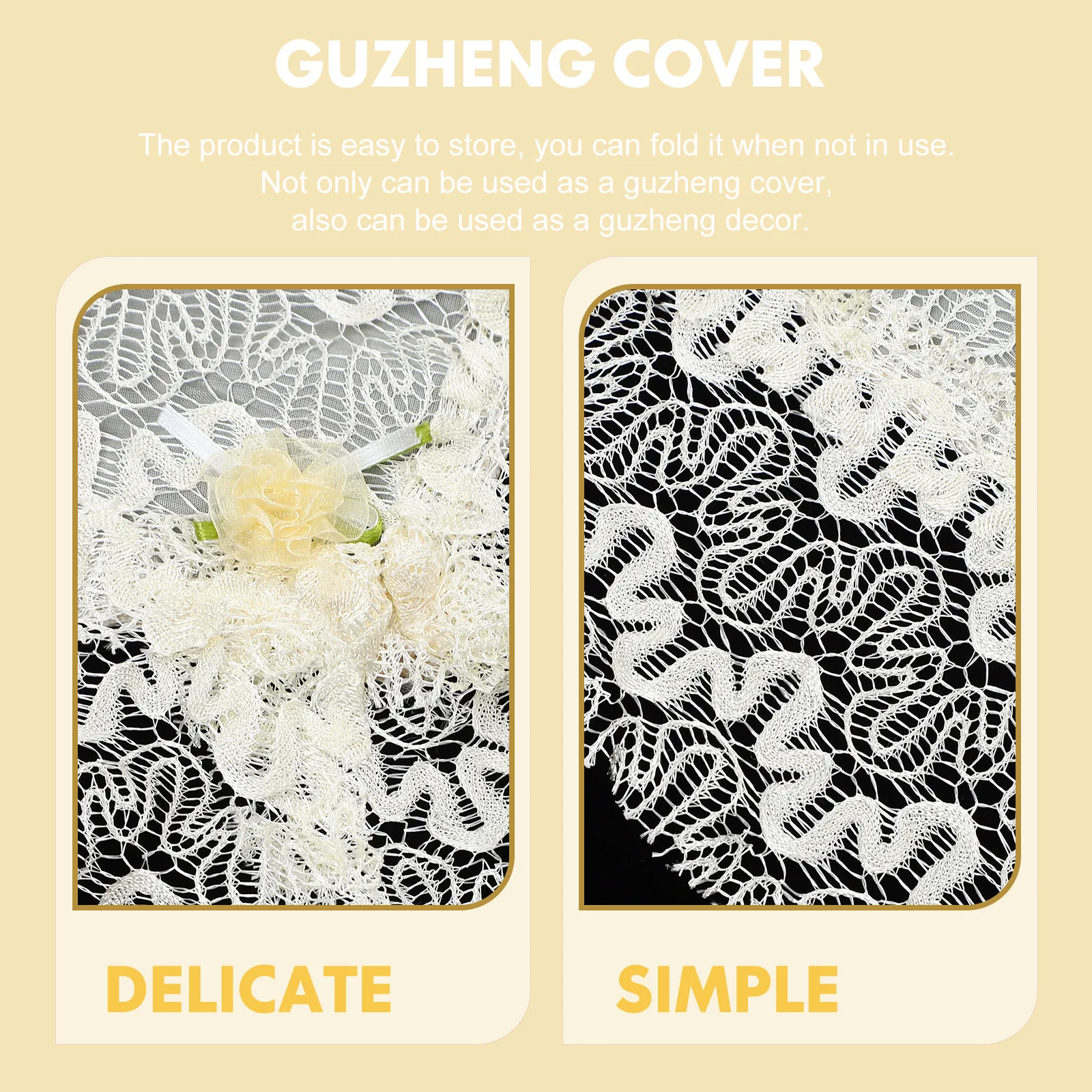 

Exquisite Guzheng Durable Flower Pattern Protective Cloth Universal Fit Elegant Instrument Cover Foldable Storage Decorative