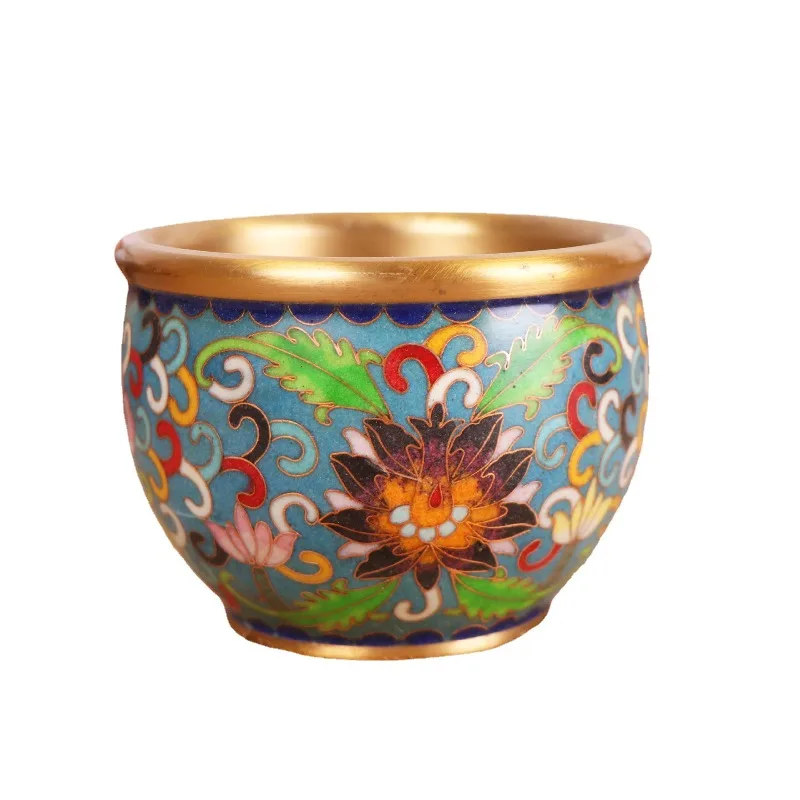 Copper Cai cylinder, cloisonne cylinder, copper cylinder, copper ornament, home office ornament, enamel color cylinder.