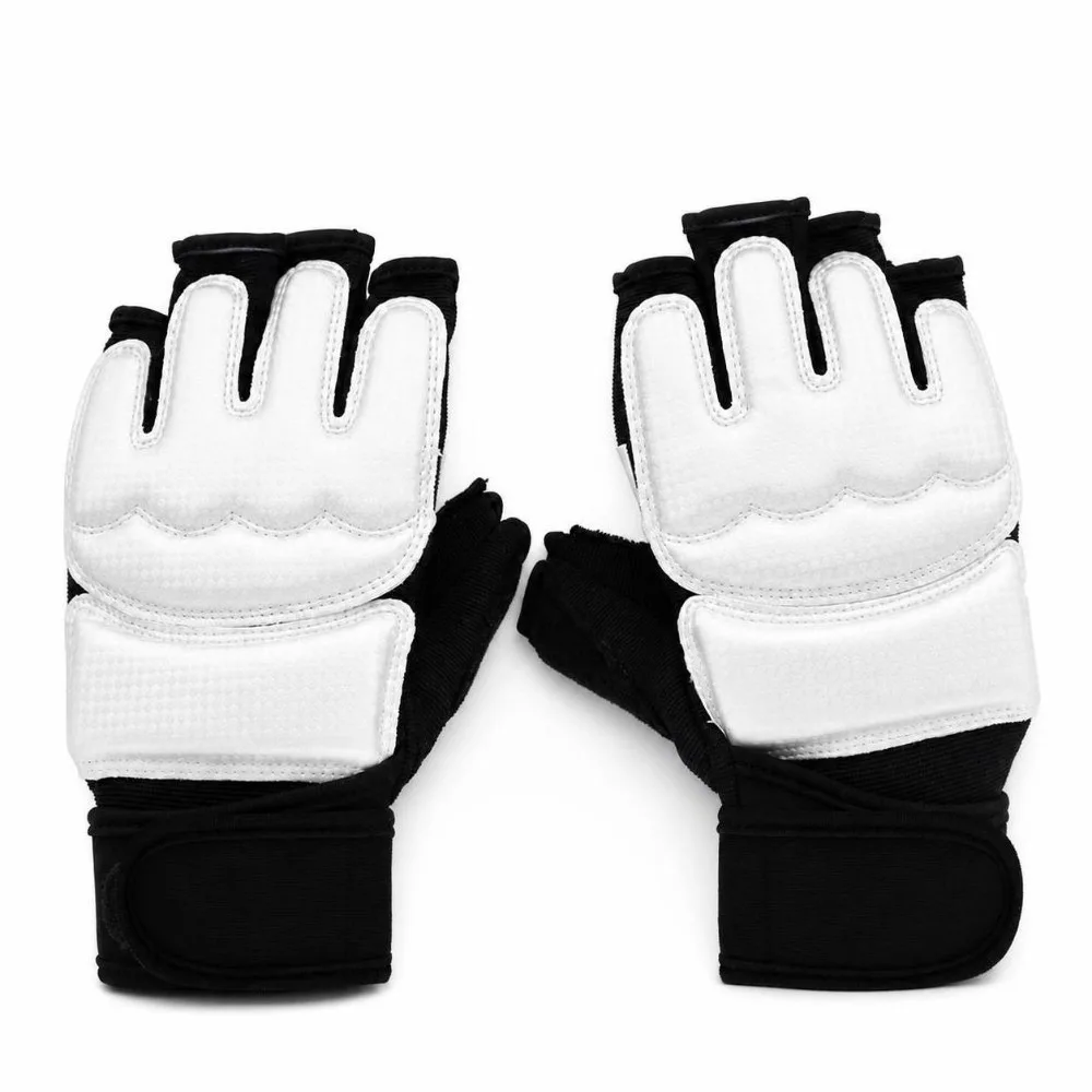 Breathable Taekwondo Hand Guards Padded Half Finger Sparring Training Gloves Adjustable Shock Absorbing