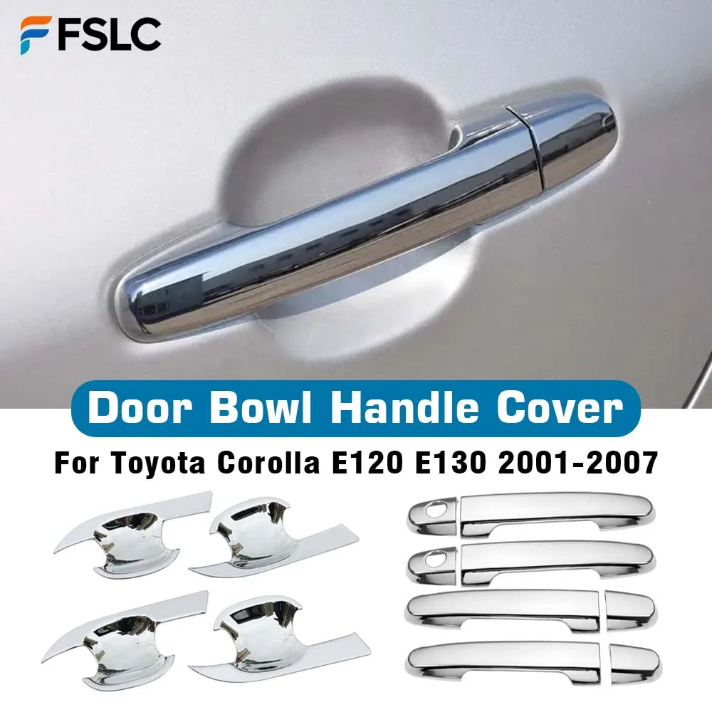 

Car Decoration Door Bowl Handle Cover For Toyota Corolla E120 E130 2001-2007 Cars Accessories Chrome Silver Smart Holes Styling