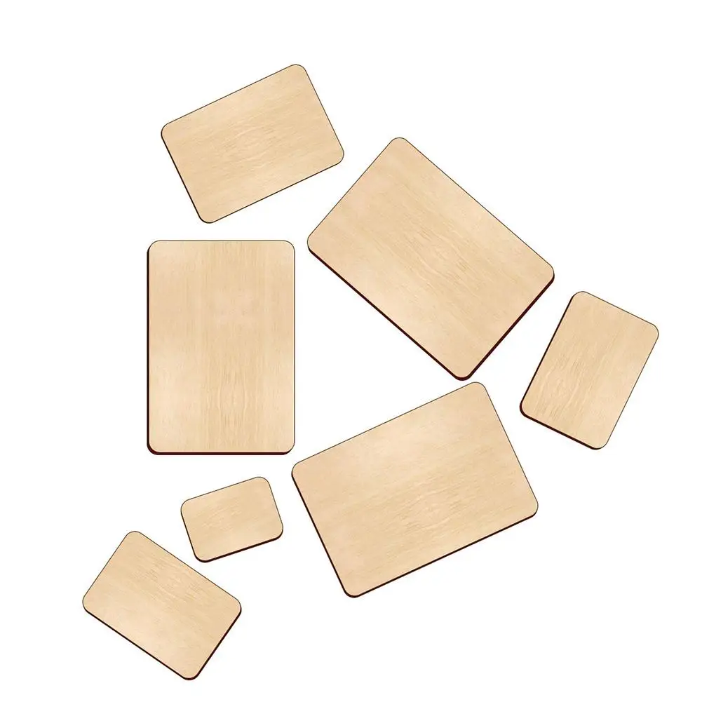 50PCS Rectangle Unfinished Wood Pieces Blank Sharp Corners for DIY Hand-Made Project and Home Decor Craft Decoration Dropship