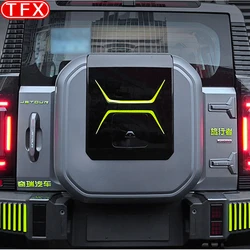 For Chery Jetour T2 2024 2023 Car Rear Tire Cover Sticker Embossed Trunk Lid Warning Auto Accessories Sticker Decorative Strip