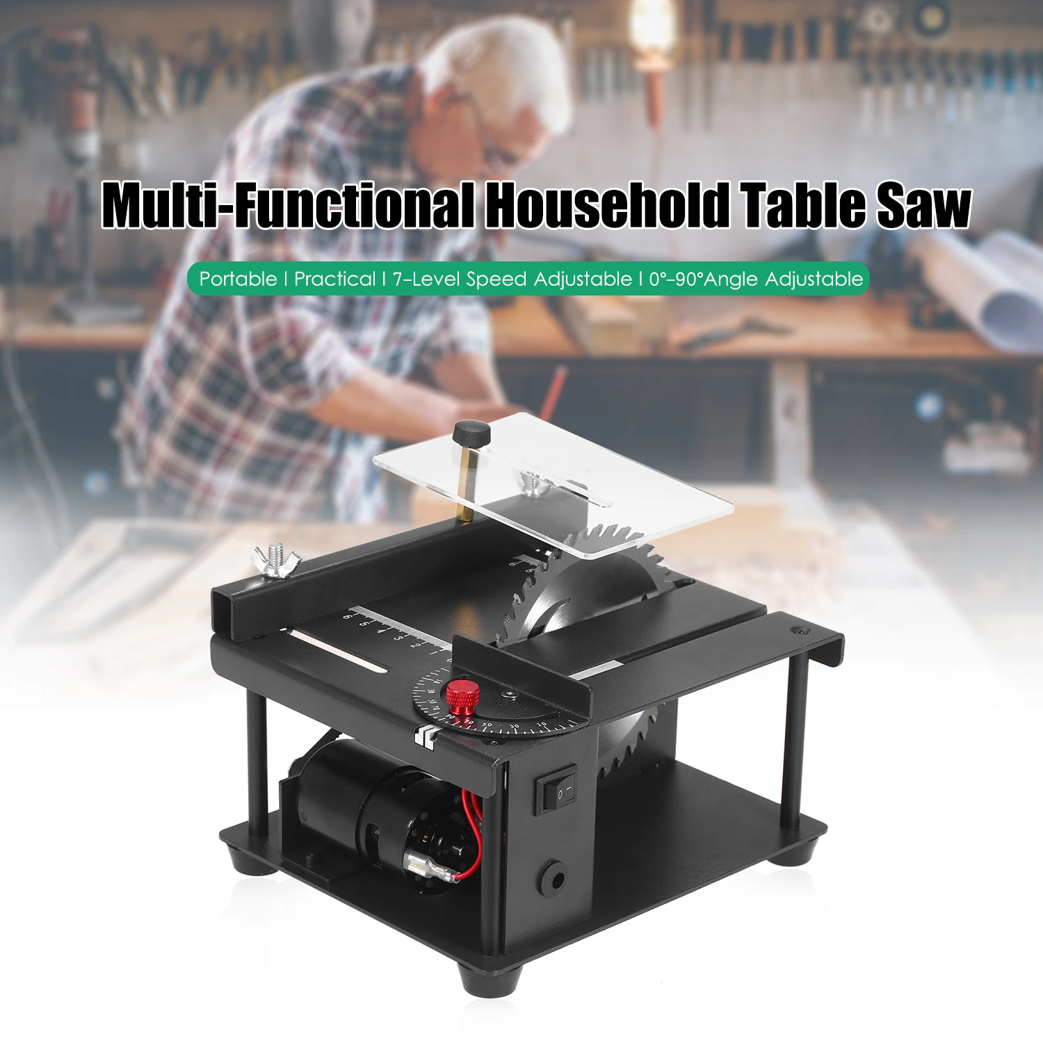 Multi-Functional Table Saw Mini Desktop Saw Cutter Electric Cutting Machine Adjustable-Speed 35MM Cutting Depth for Wood Cutting
