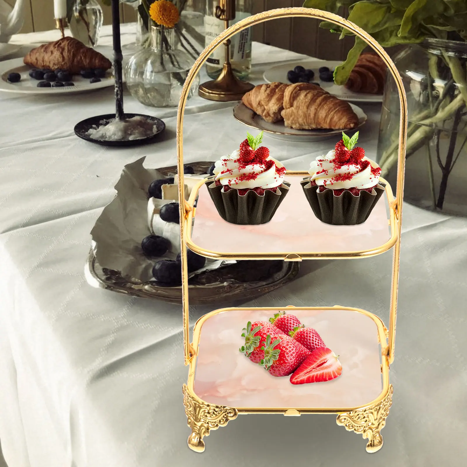 

Cake Stand Trays Tiered Serving Biscuit Elegant Display Holder for Dessert Table