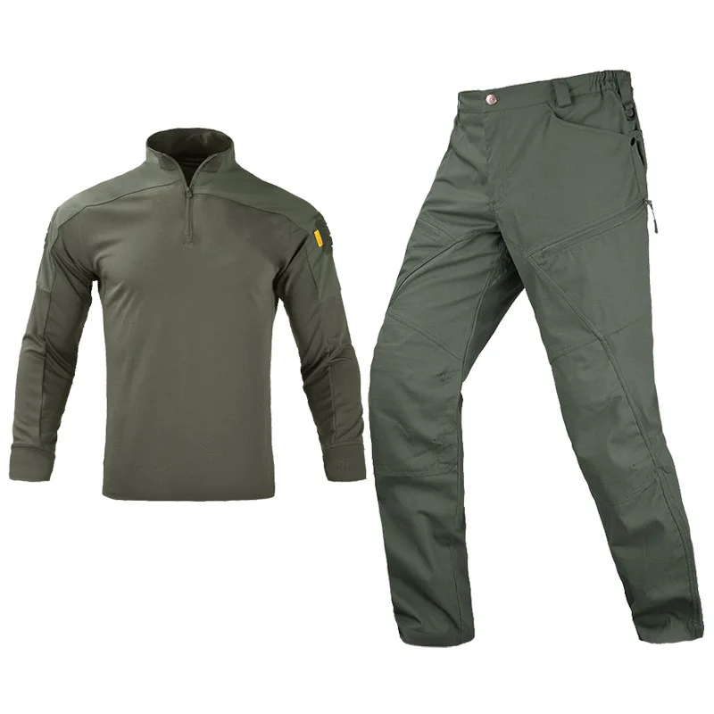 

Men Long Sleeve Tactical Shirt Outdoor Combat Training Camouflage Uniform long Trousers Tops Stretch Sweatshirt Hiking Shirts