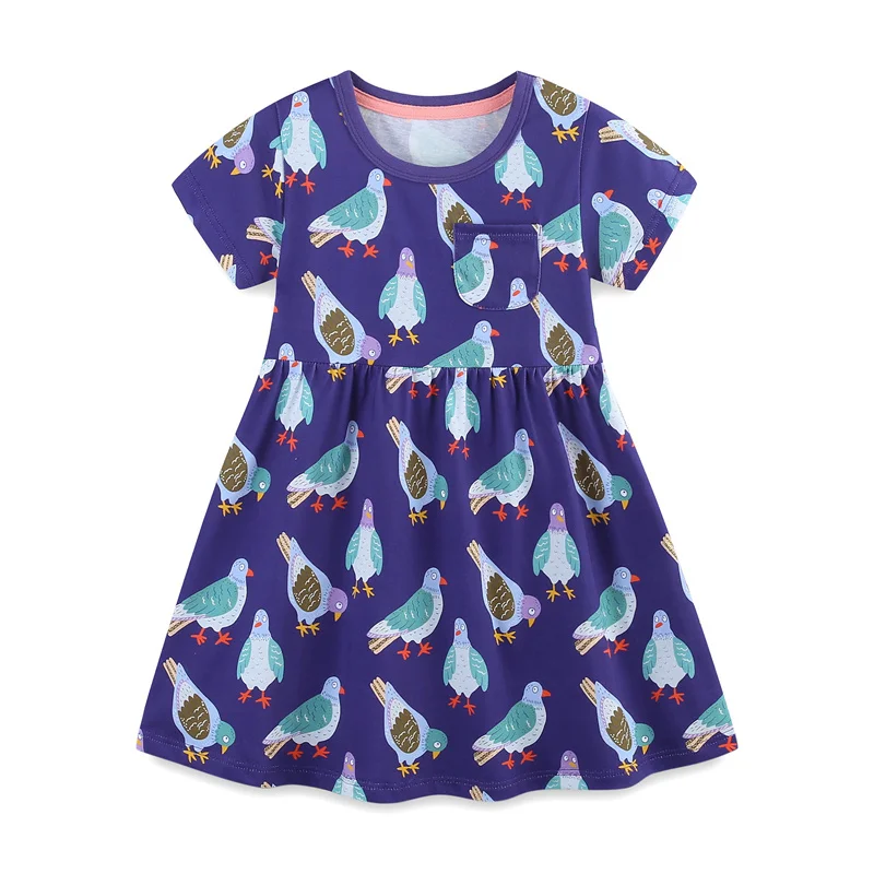 Summer Animal Print Girls Party Dress 2-7T Toddler Dresses Kids School Clothing Birthday Outfit Children's Fashion
