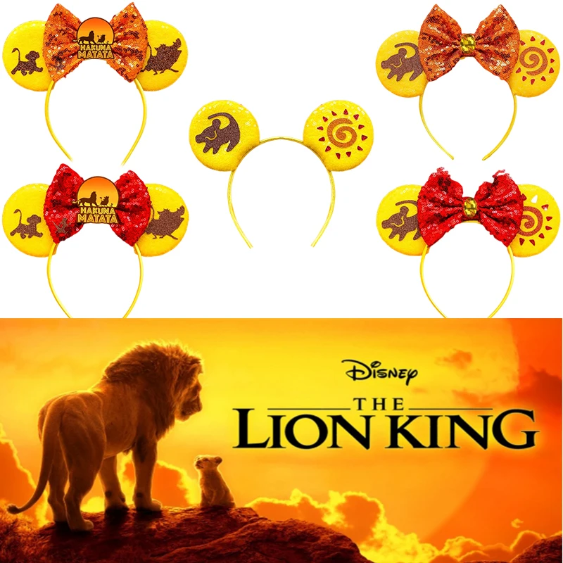 Orange Sequins Bow Hair Accessories Kid The Lion King Headwear Girl Boar Pumbaa Timon Headbands Baby Disney Scar Simba Hair Band