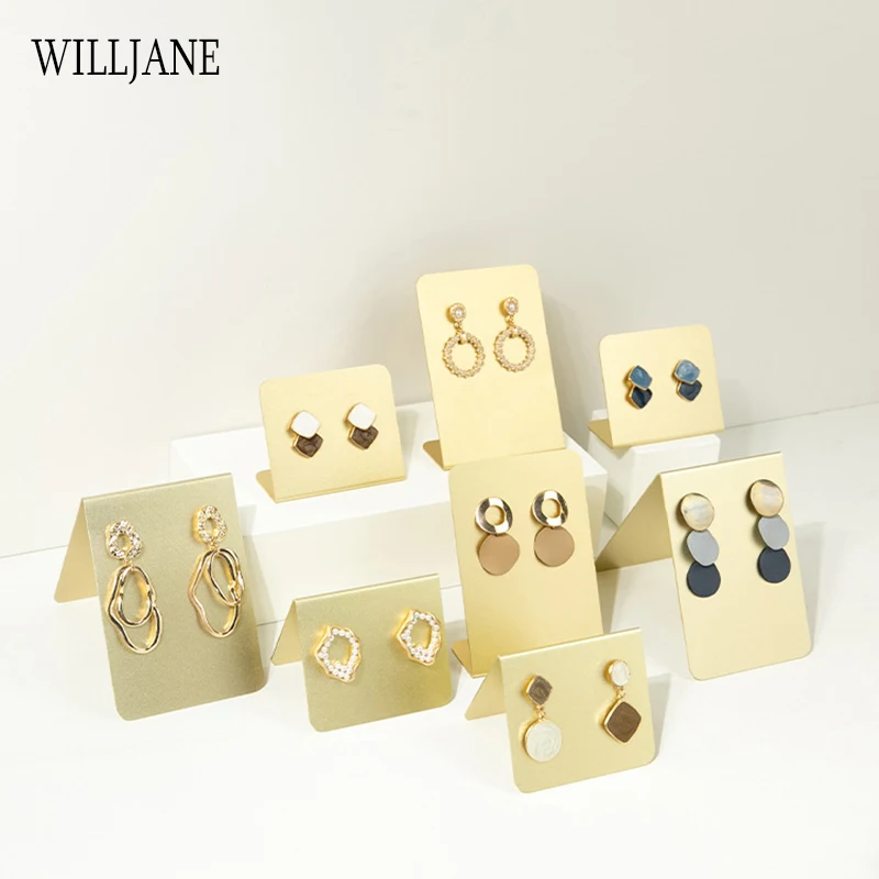 Metal Shelf 2 Holes Earring Display Stand Ear Stud Holder Retail Shop Jewelry Eardrop Hanging Storage Rack Photography Organizer