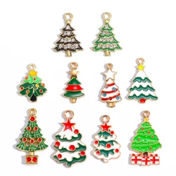 10 Styles Enamel Rhinestone Pendants for Christmas Trees DIY Charms for Bag Earring Necklace Jewelry Making Handmade Pendant