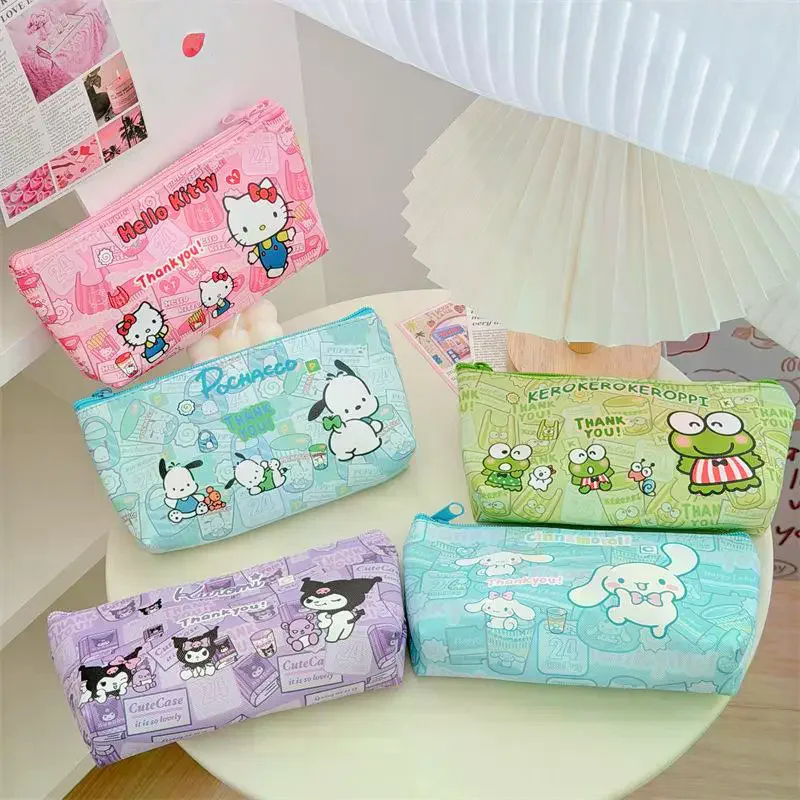 

Sanrio PU Waterproof Pencils Case Student Pencil Stationery 1Pcs Cinnamoroll Hello Kitty Kuromi Melody Stationery Bag