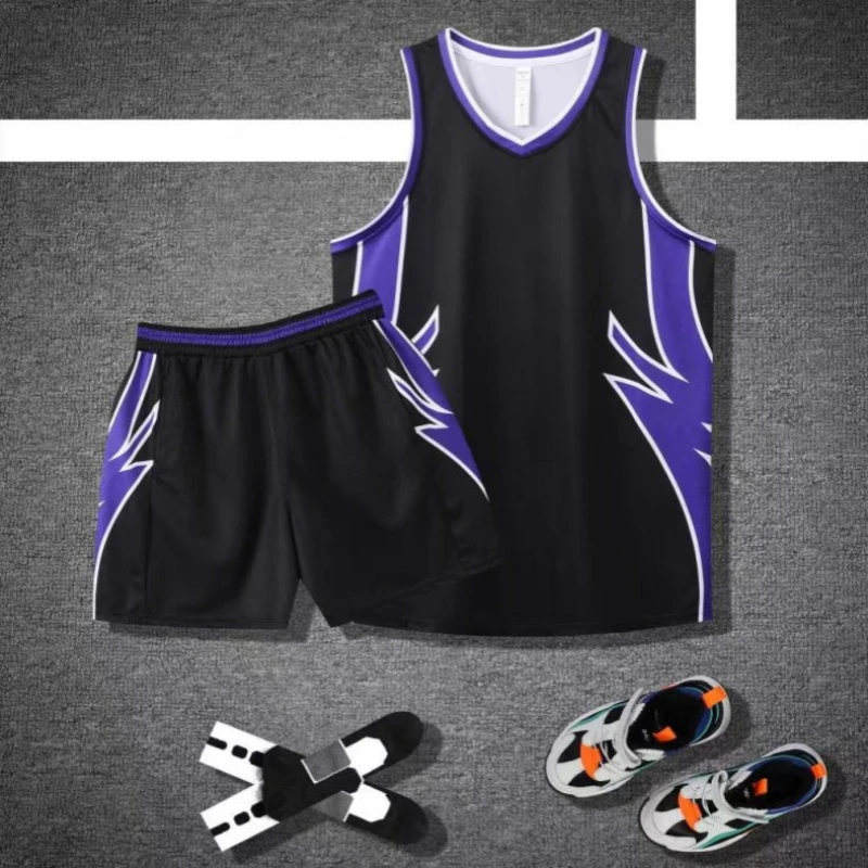 

Summer Men's V Neck Tank Top Sets Blank Jersey Shorts and Shirts Basketball Uniform Basketball Jersey for Team Wear Tracksuit