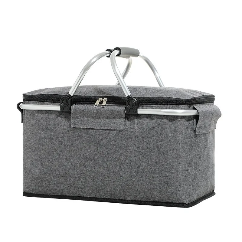 Foldable Large Capacity Insulated Picnic Bag, Portable Handheld Cooler Bag, Thermal Lunch Box for Camping, Travel & Food Storage view 3