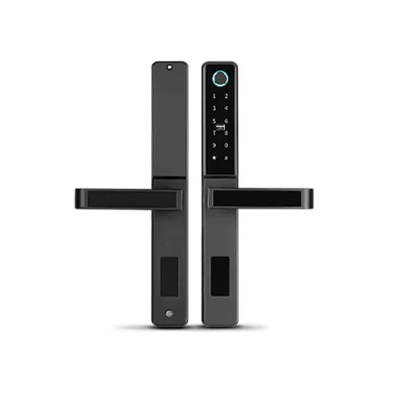 Tuya WiFi App Smart Door Lock Aluminum Biometric lock fingerprint door handle Digital Keyless lock for Glass Sliding or Wooden