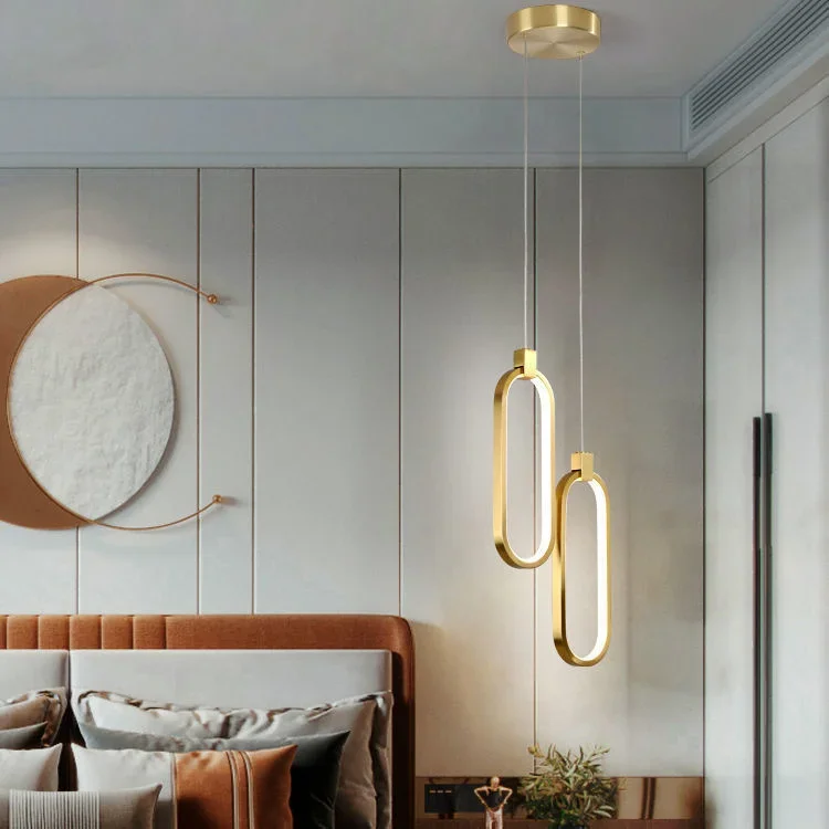 خلفية التلفزيون المعيشة جدار غرفة الثريا جميع النحاس سلك طويل مصبغة صافي الأحمر غرفة نوم السرير مصباح نجف Cocina الإكسسوارات