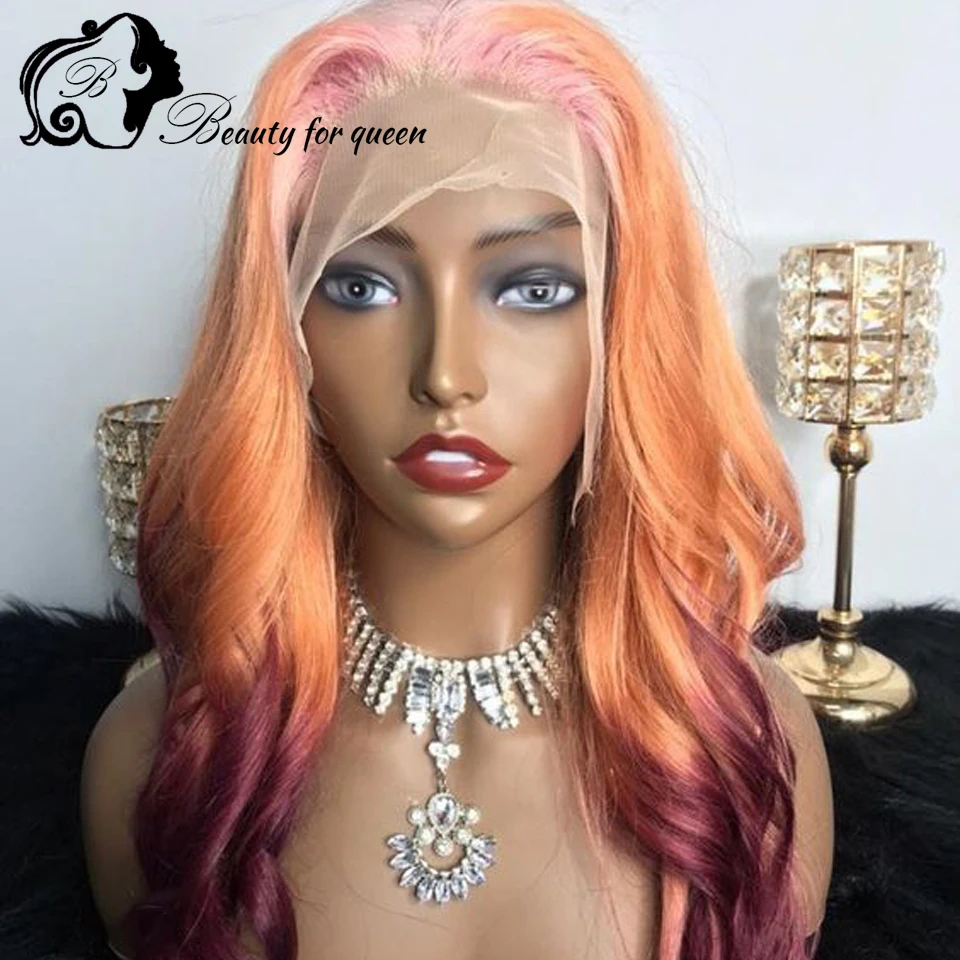 Wig Rambut Asli Tawny 13x4 Lace Frontal, Kepadatan 180%, Wig Rambut Asli Panjang, Wig Rambut Asli 100%, Gadis Cantik Mengenakan Pakaian yang Bagus ﻿