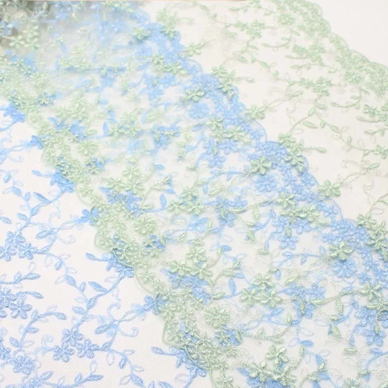 

30/32 ярда зелено-синяя сетчатая вышитая кружевная тесьма с цветочным узором для пошива одежды, аксессуары для женского белья и бюстгальтеров