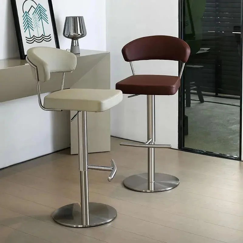 American Stainless Steel Bar Chairs Home Lifting High Bar Stools Modern Simple Rotating Dining Chairs for Kitchen Bar Furniture