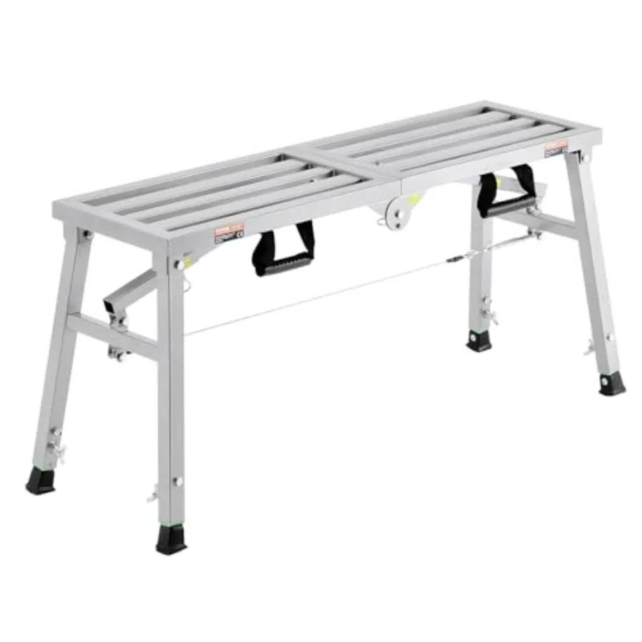 

Рабочая платформа 39"x12" (99x30 см), портативная складная стальная лестница-платформа, регулируемая высота 19.7"-29.1" (49.9-74.4 см), грузоподъемность 400 фунтов (181 кг)