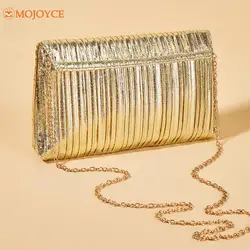 Luxury Envelope Banquet Bags Shiny Metallic PU Evening Clutch Bags High-end Flap Chain Shoulder Bag Women's Wedding Party Purses