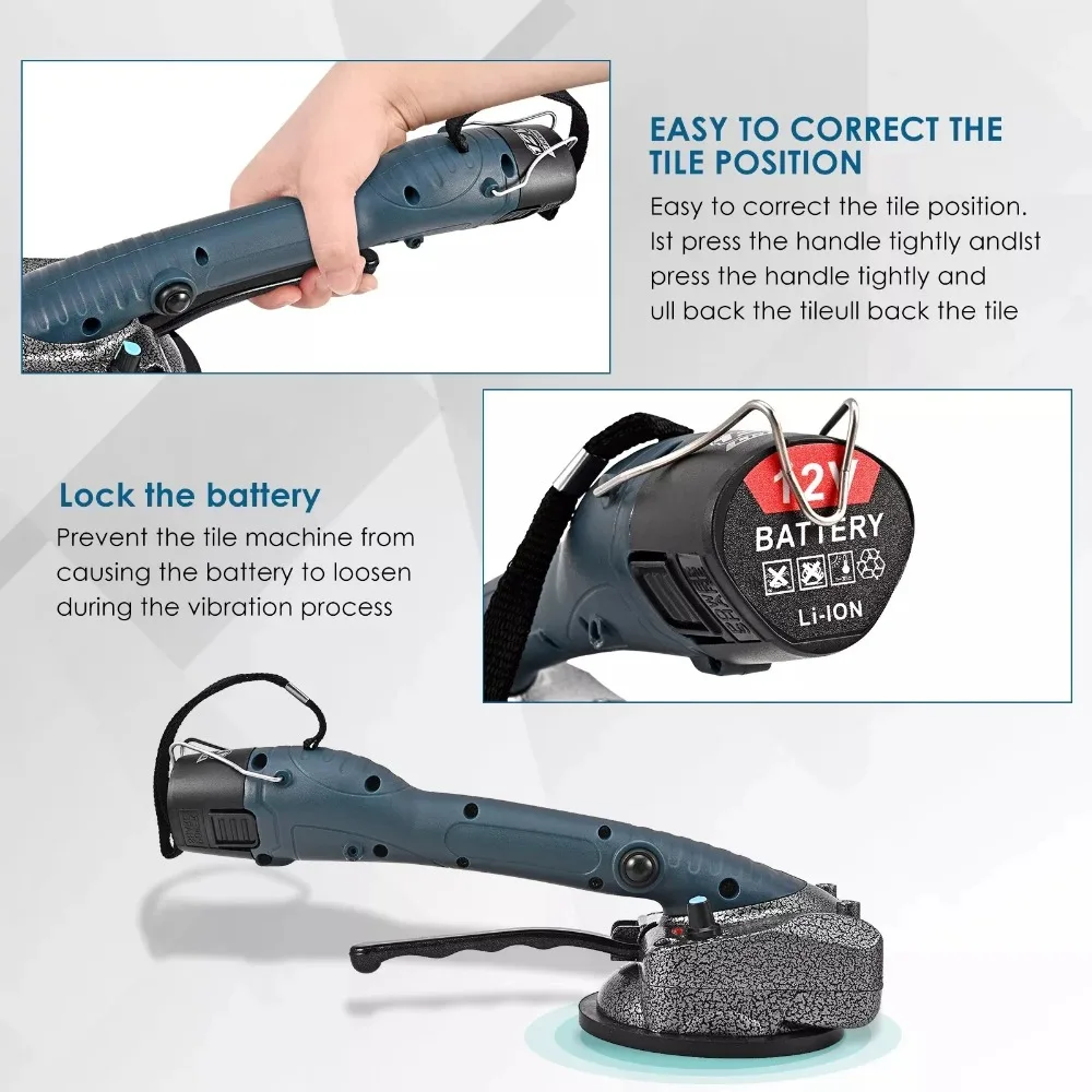 Imagem -04 - Máquina de Ladrilhos sem Fio Ferramenta Vibratória para Ladrilhos de Parede e Assoalho Ventosa 100x100 mm ou Pilhas 10150hz