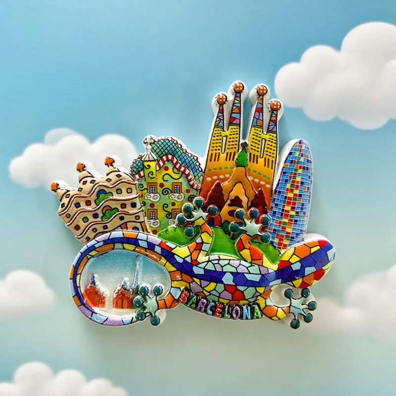 Barcelona, Spain Tourist Souvenir Refrigerator Magnet Creative Decoration Resin Magnetic Sticker