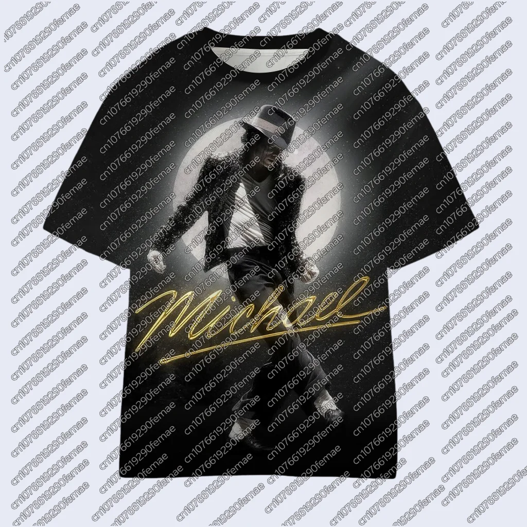 New Kids MJ Silhouette Print Short Sleeve KPOP Mix Family Daily Wear 2026 Summer Light Quick-Dry Boys Girls Fan Memorial Apparel