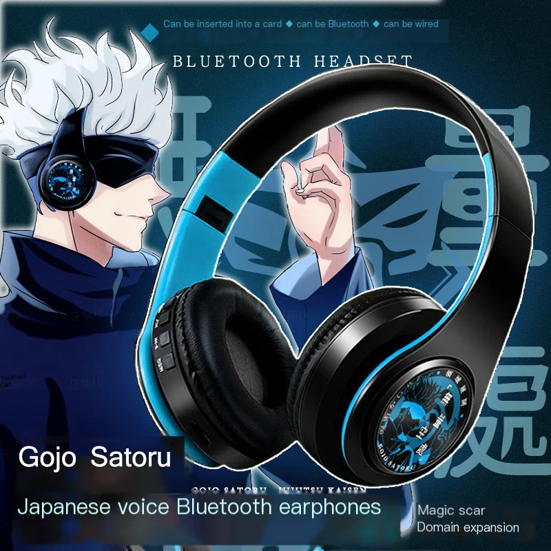 Imagem -03 - Fone de Ouvido sem Fio com Microfone Anime Gaming Cosplay Dazai Chuya Itadori Gojo Satoru Música Suporte Bluetooth tf Card For Gamer