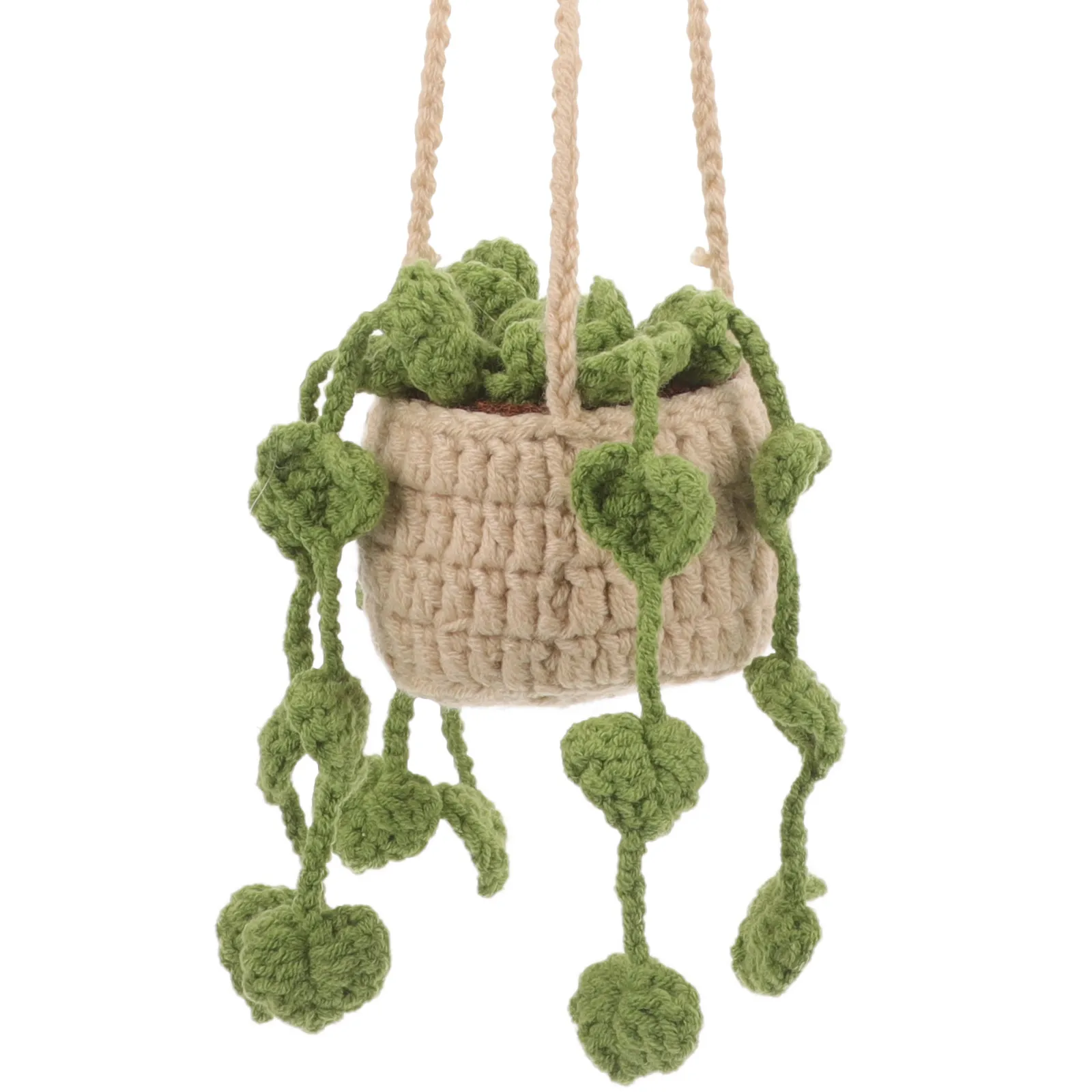

Hanging Accessories Cute Crochet Plant Decor Car Interior Aesthetic Potted Pendant Flower Basket Design Lightweight