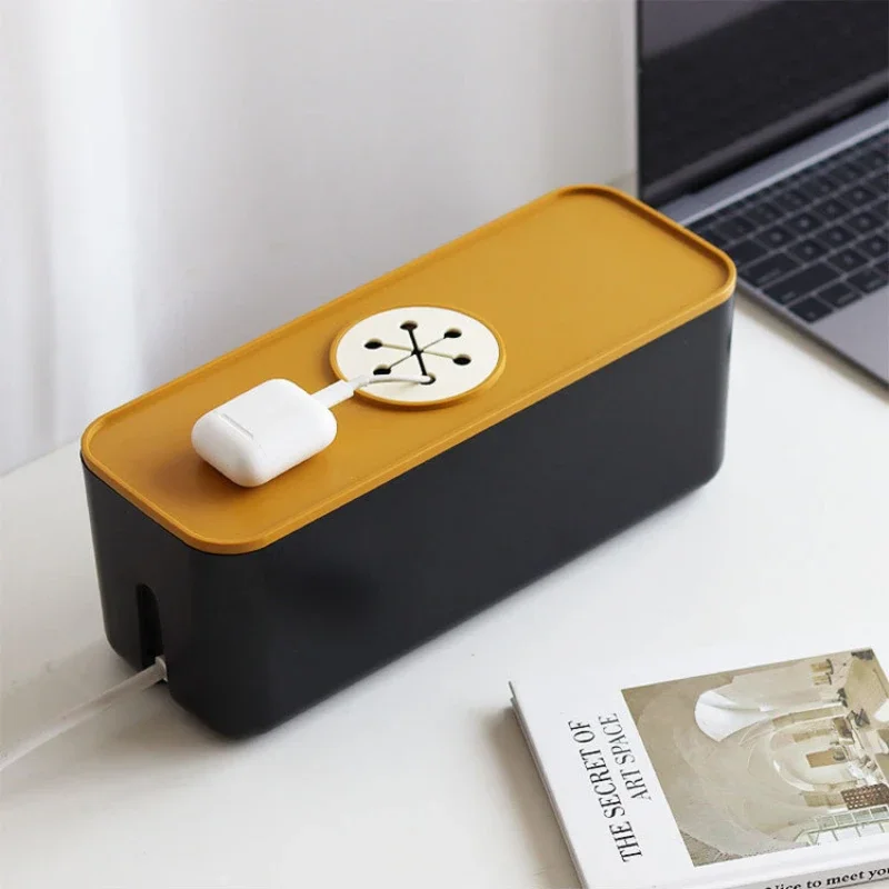 Cable Organizer Storage Boxes Charger Power Cord Arrangement Plastic Organizer Box Useful Things for Home Table Organization