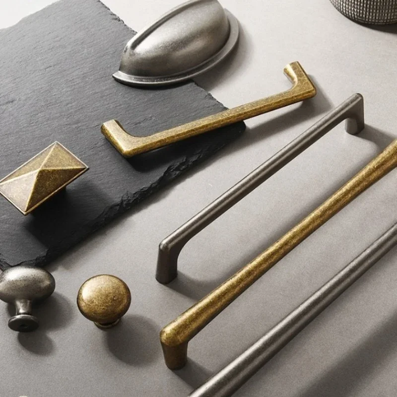 Vintage and Minimalist Antique Nickel Color, Copper Brown Furniture Handles, Drawers, Cabinets, Wardrobes, Door Handles