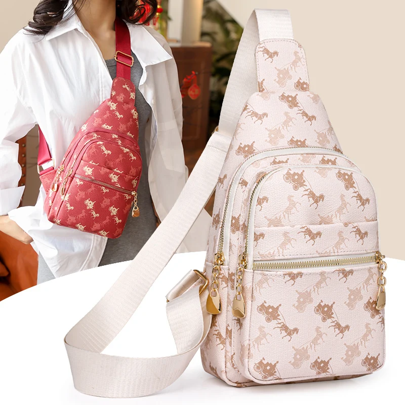 2024 New Backpack Casual Printed Chest Versatile Fashion Shoulder Crossbody Women's Bag