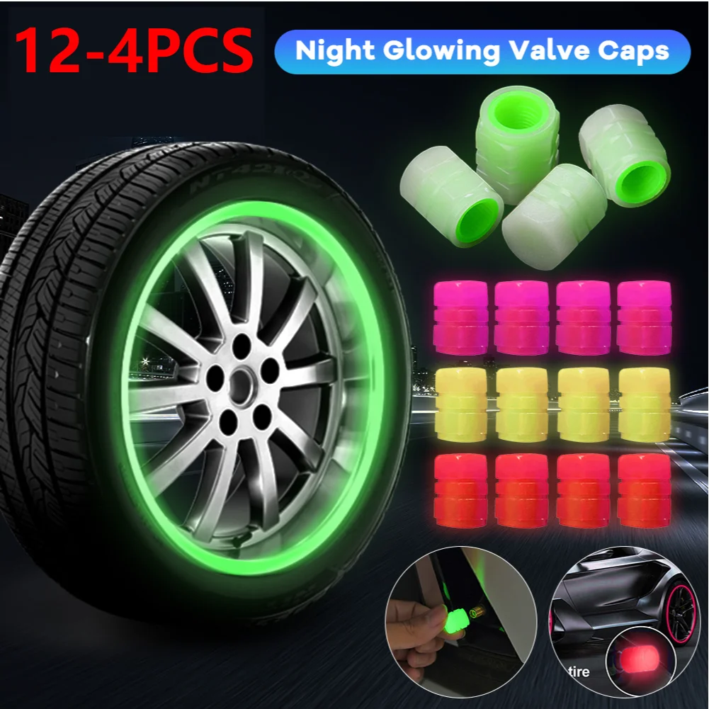 4-12 adet araba aydınlık lastik vana kapağı araba motosiklet Mini lastik supap gövdesi aydınlık kapaklar bisiklet floresan gece parlayan dekor