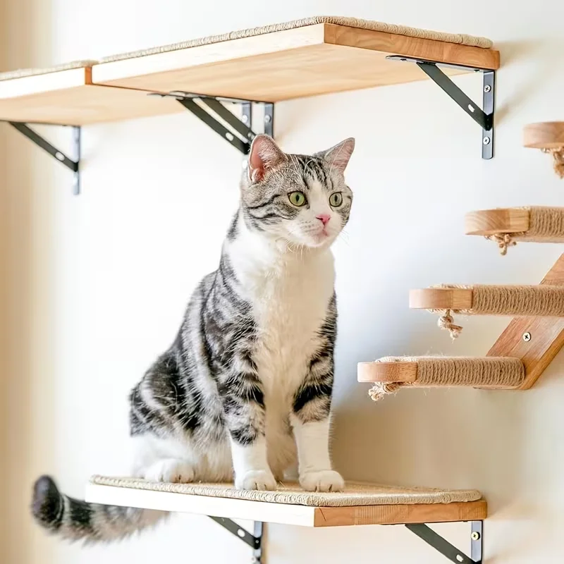 

Настенная деревянная полка-лежанка для кошек, настенная мебель для кошек, настенная плавающая деревянная полка для кошек