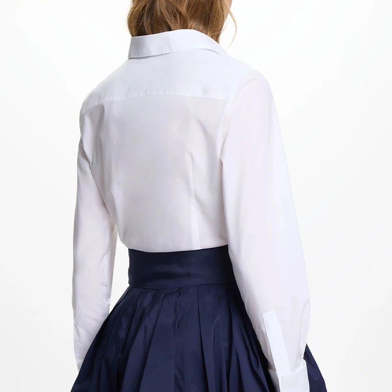 CH Womens Button Down Shirt Long Sleeve Casual Blouse Office Wear Business Tops Elegant Solid White Shirts New Arrival