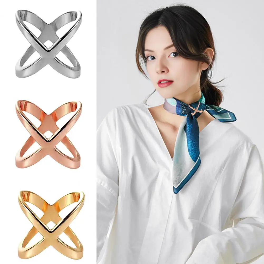 Scarf Clip X-Shaped Scarf Ring Buckle for Women Lady Girls Silk Scarf Clasp Holder Accessories for T-Shirt Neckerchief Shawl - Image 2
