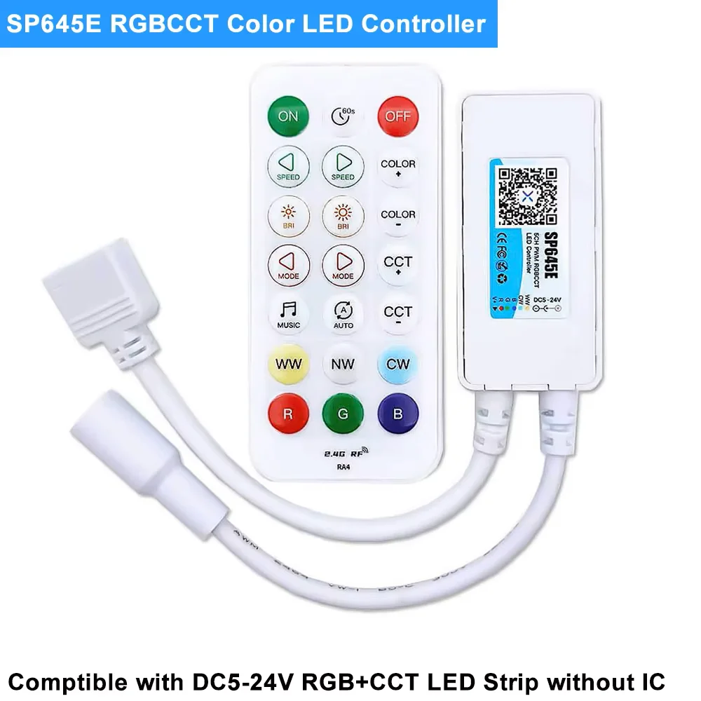2.4G RF Remote LED Controller SP641E SP642E SP643E SP644E SP645E DC12V 24V PWM  Bluetooth for DIM CCT RGB RGBW RGBCCT LED Strip