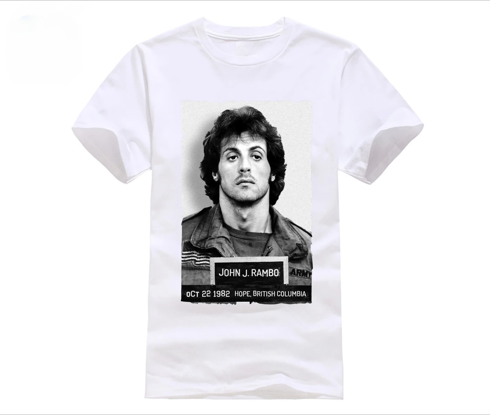 John Rambo Mugshot Men's Printed Crew Neck T-shirt Casual Everyday Street Wear Unisex Short Sleeve Cotton Clothing