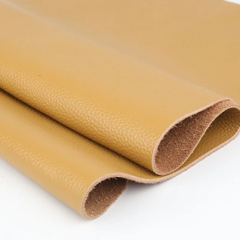 Light Khaki Color 1.5mm Head Layer Cowhide Genuine Leather, lychee Patterned Sofa Headboard, Car Seat Leather Fabric