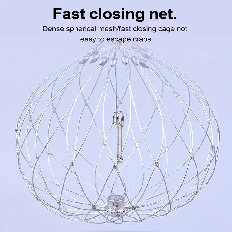 Steel Wire Crab Net Fishing Accessories Fishing Net Soft Steel Wire Multi-Functional Net Automatic Opening & Closing For