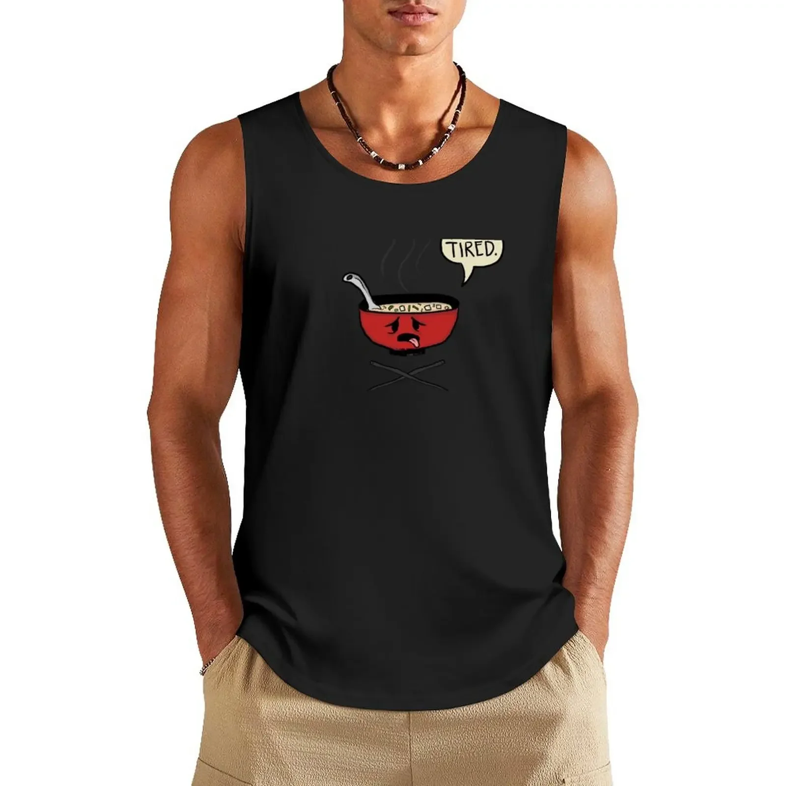 Miso Tired - An Exhausted Soup Tank Top Men's sports t-shirt summer clothes men 2024 fitness Sleeveless T-shirt