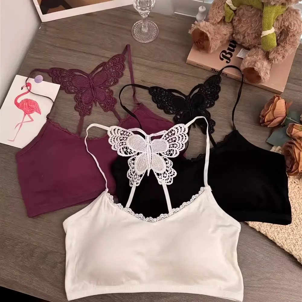 Summer New Pure Desire Lace  Design Beautiful Back Women Slimming Outerwear Integrated Chest Pad Vest Fashionable Co...