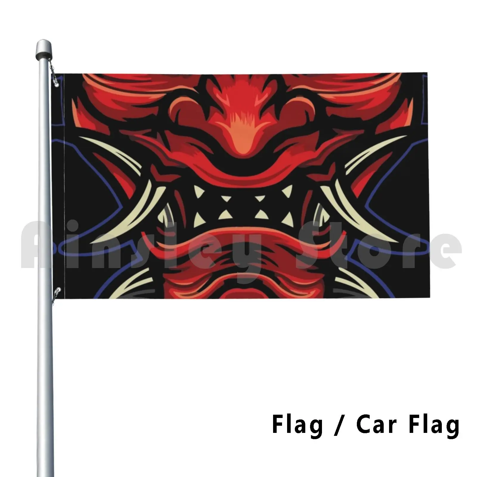 Flag Car Flag Great Japanese Devil Folklore Oni Hat Oni Devil Demon Scary Oni Yokai Myth Mythology