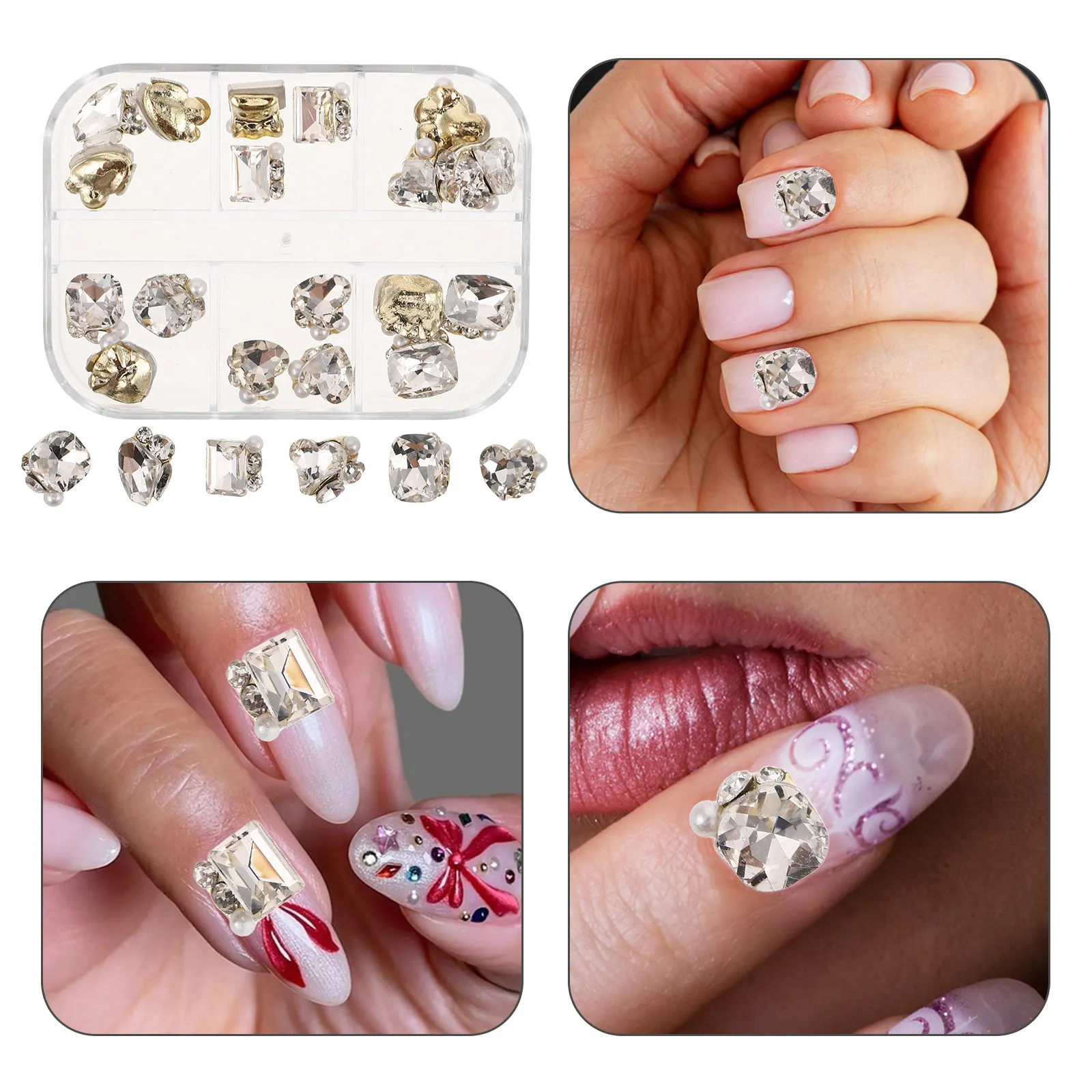 

48Pcs Nail Glass Rhinestones Clear Flatback Charms Nail Art Decoration DIY Crafting Wedding Party Daily Use Glass Crystal Beads