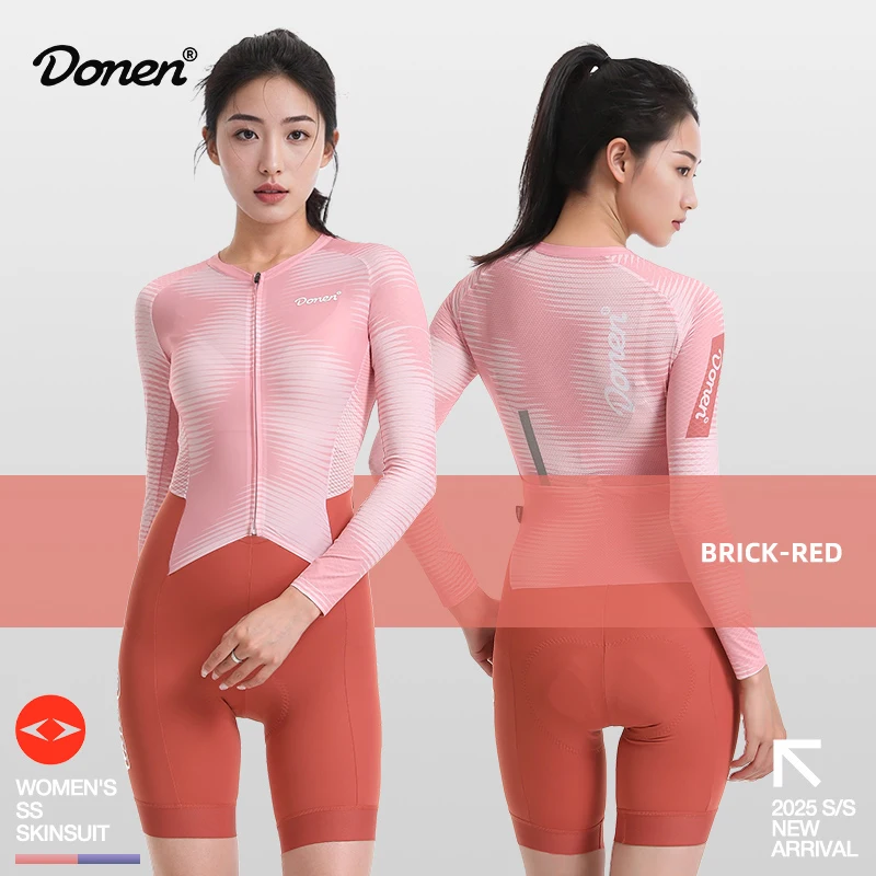 

DONEN Cycling Jersey Suits Elastic Interface Women Long Sleeves Spring Summer Sun Protection Breathable Shock Absorbing Shorts