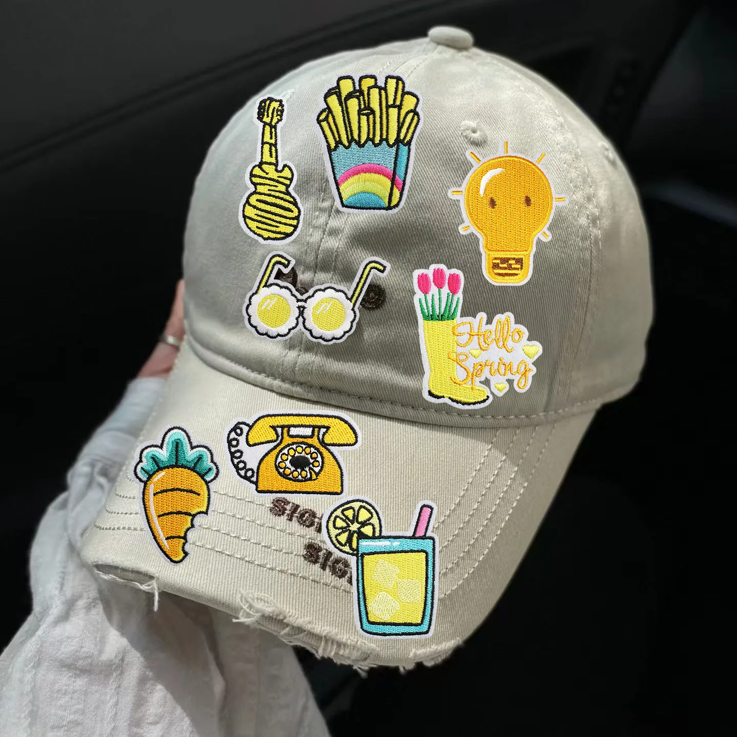 

50 шт., объемные вышитые нашивки для одежды, наклейки на одежду с картофелем фри, нашивка для шитья, термоклейкая аппликация, плавкие